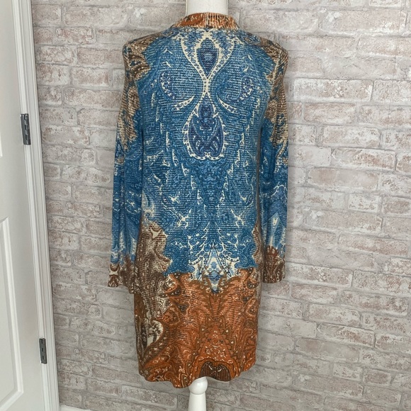 Chicos blue and brown knee length open front sweater size 0P - Picture 3 of 5